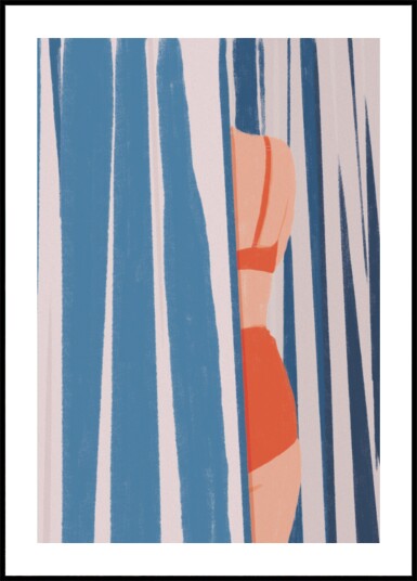 Woman Behind Stripes Plakat / 30x40