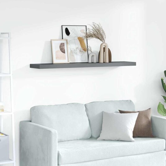 vidaXL Flytende vegghylle høyglans grå 120x23,5x3,8 cm MDF