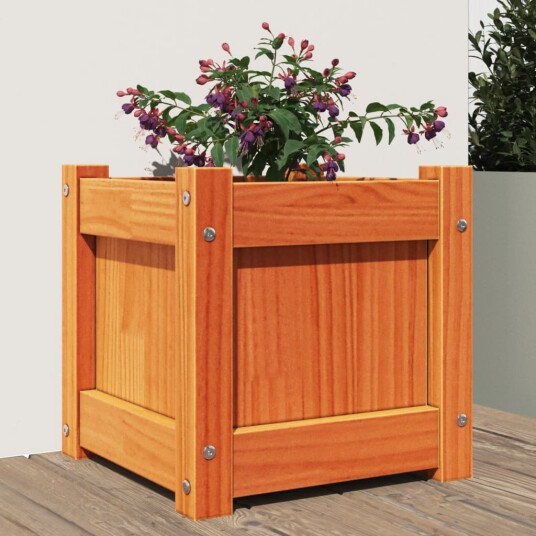 Hageplantekasse voksbrun 31x31x31 cm heltre furu
