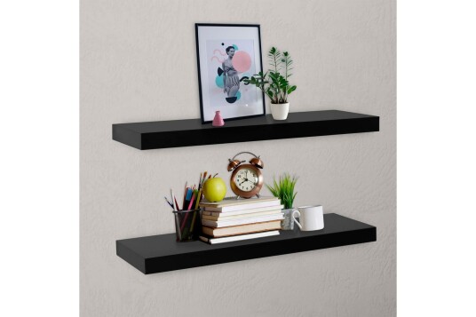 Vegghyller 2 stk svart 80x20x3,8 cm