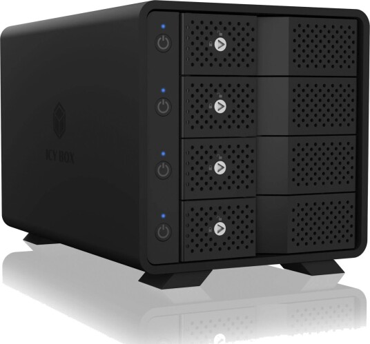ICY BOX IB-3804-C31 Eksternt harddiskkabinett 4x 3.5" SATA USB 3.1 Gen 2 Type-C 90W Svart