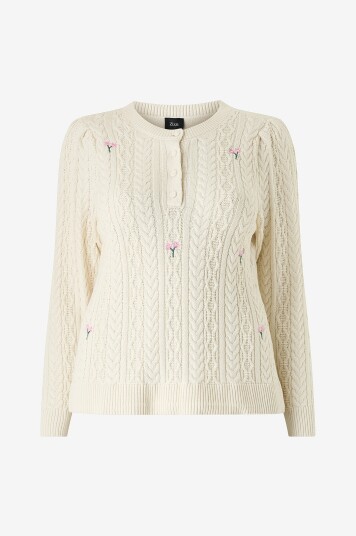 Zizzi   Pullover mElsa L/S Button   Hvit