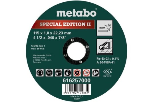 Metabo Kappeskive 616257000 Rustfritt Stål 2.22cm 13300 rpm