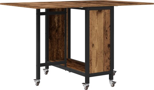 vidaXL Sammenleggbart spisebord med hjul 130 x 80 x 76,5 cm stål PB vidaXL Sammenleggbart spisebord med hjul 130 x 80 x 76,5 cm stål PB