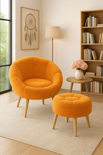 Wing Chair & Pouffe Set (2 Pieces) Atelier Del Sofa -