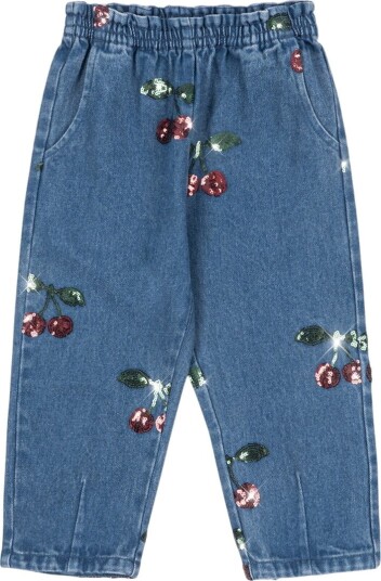 Konges Sløjd Bukser - Denim - Magot - Cherry Paljetter - Konges Sløjd - 6 år (116) - Bukser - bomull Blå Grønn Rød