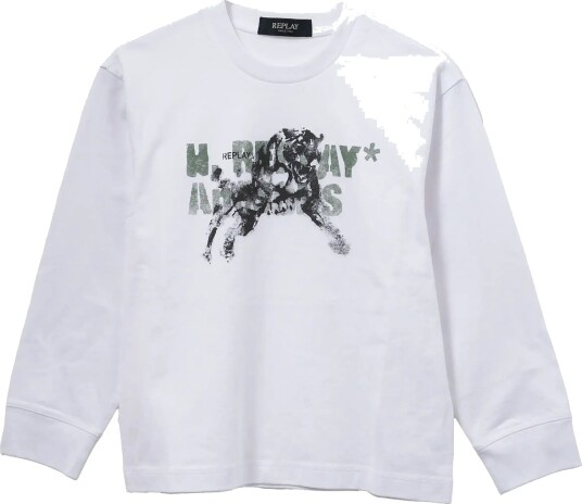 Replay Over Jersey Long Sleeved T Shirt White 4 A Replay Over Jersey Long Sleeved T Shirt White 4 A