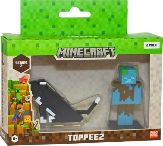 Minecraft 3D 6cm Figure 2-Pack S2 Cat & Drowned