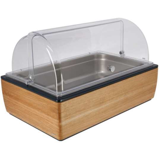 VEGA Buffetsystem komplett Montana eik 10 cm rustfritt stål GN 1/1; Størrelse GN 1/1, 55.4x35.2x29.9 cm (LxBxH); Eik/Transparent/Stålgrå; Rektangulær