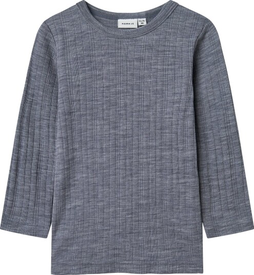 Name It Folkstone Gray Nmmwang Ull Needle Ls Topp Solid Noos 92
