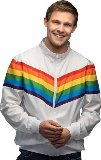 Retro Treningsjakke med Regnbuestriper til Herre X Large