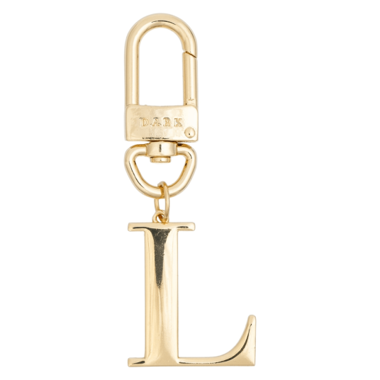 Dark Metal Letter Bag Charm Letter L Gold