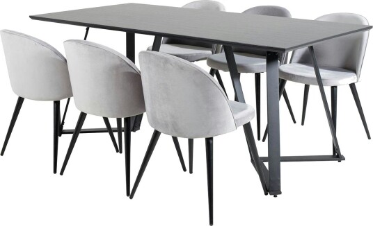 Venture Home Spisegruppe Venture Home Madde med 6 Valentina Stoler Fløyel GR20233