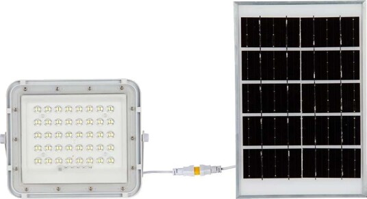 V Tac 80W LED solcelle lyskaster 800lm IP65 10W solcellepanel fjernkontroll utendørs Kulør : Nøytral