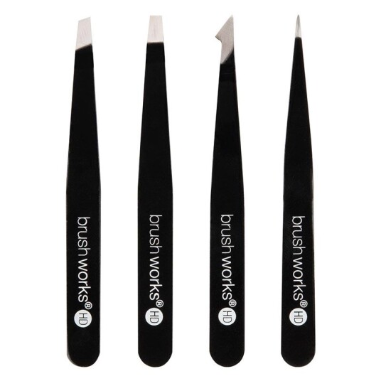 Brushworks Hd 4 Piece Combination Tweezer Set - Black Brushworks Hd 4 Piece Combination Tweezer Set - Black