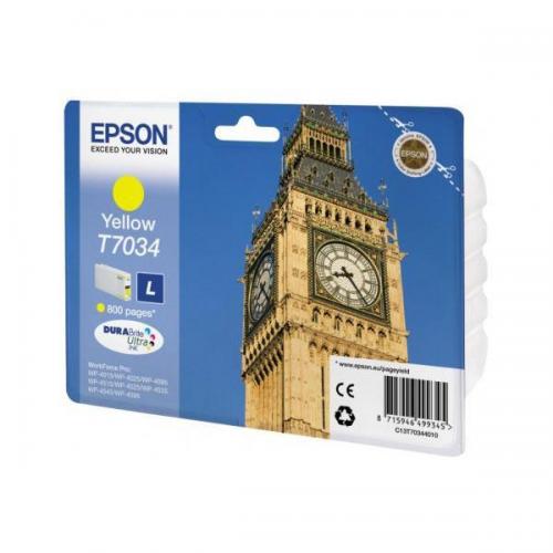 Epson T7034 blekkpatron - C13T70344010 Original - Gul 800 sider