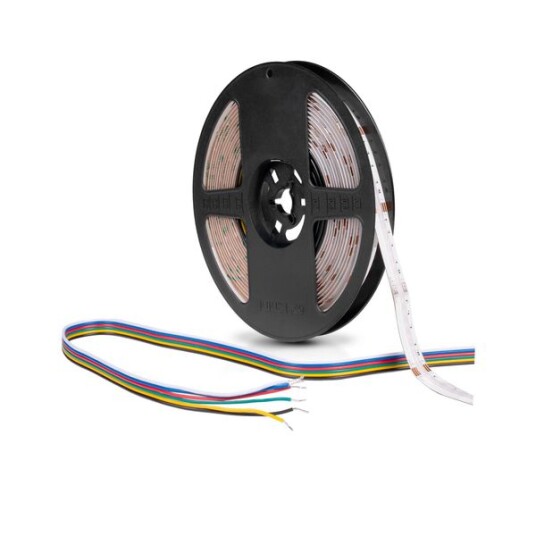 LED stripe AGGE COB 24V RGB+CCT 16W/m / 2700 6500K / IP20/IP65 500 cm / IP65 fuktige rom