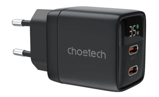 Choetech Wall charger GAN3 USB-C+C PD35W PD6051 Display (black)