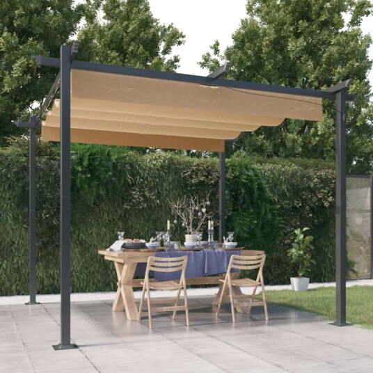 vidaXL Paviljong med uttrekkbart tak 3x3 m gråbrun vidaXL Paviljong med uttrekkbart tak 3x3 m gråbrun