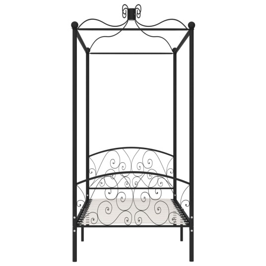 vidaXL Himmelsengeramme svart metall 90x200 cm