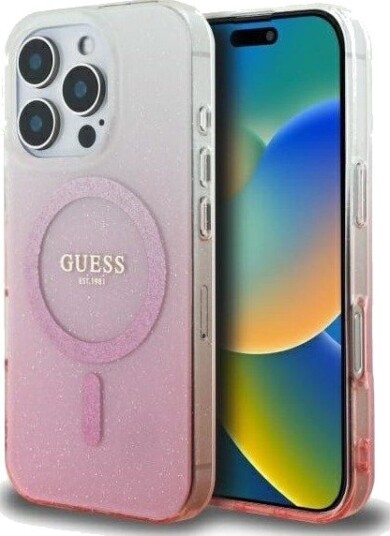 GUESS IML Glitter Gradient MagSafe Case for iPhone 16 Pro - Pink