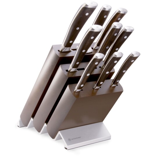 Wüsthof Ikon Knivblokk med 9 Kniver Ask Brun Wüsthof Ikon Knivblokk med 9 Kniver Ask Brun