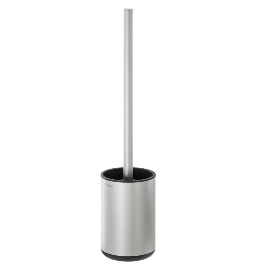 TIGER Cooper toalettbørste med holder i børstet rustfritt stål / svart frittstående; 8.8x39.1x8.8 cm (LxHxD); Sølvfarge/Svart