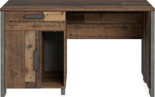 Cadle Skrivebord 127 cm med Oppbevaringsskuff + Skap - Brun/Grå