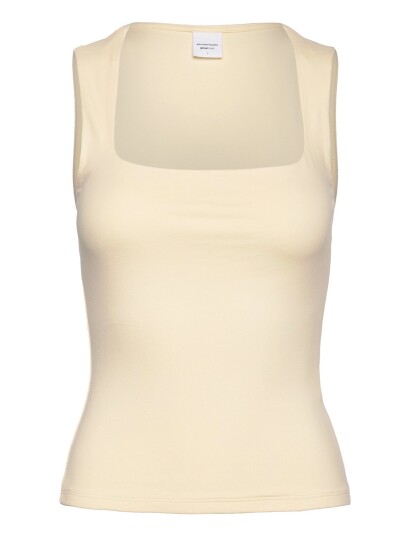 Gina Tricot Square Neck Tank Top Cream XXS