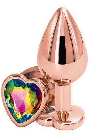 Rose Gold Rainbow Heart Medium