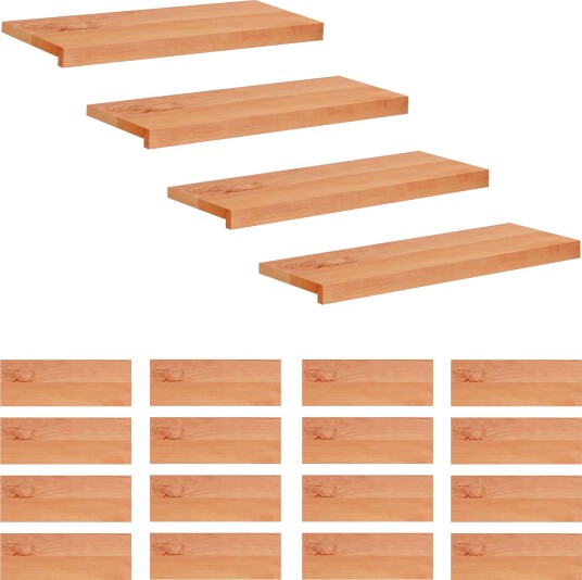 vidaXL Trappetrinn 20 stk. 80 x 25 x 2 cm Lakk Massiv bøketre