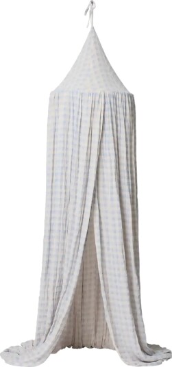 Garbo&Friends Plaid Sky Blue Muslin Bed Canopy Blue 48X48