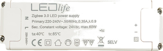 60W / 24V DC Zigbee strømforsyning   2,5A IP20 innendørs Hue kompatibel