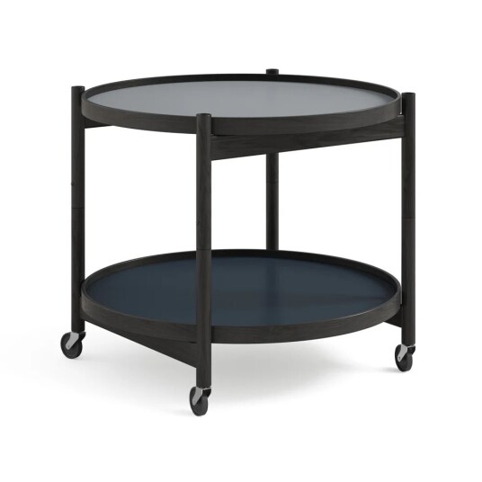 Brdr. Krüger Bølling Tray Table model 60 rullebord water, sortlakkert eikestativ