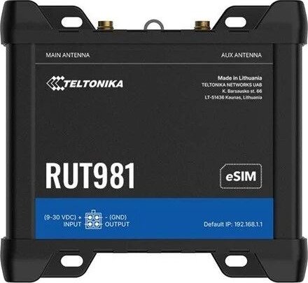 Teltonika RUT981 Wireless Router WWAN Wi-Fi 2G 3G 4G DIN Rail/Surface/Wall Mountable 802.11n RUT981000000