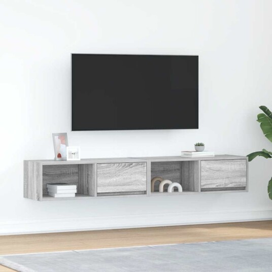 TV benker 2 stk grå sonoma 80x31x25,5 cm konstruert tre TV benker 2 stk grå sonoma 80x31x25,5 cm konstruert tre