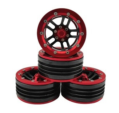 HobbyDetails 1.9 Alu Beadlock Wheels 4pcs Red
