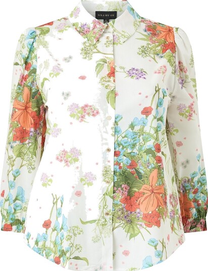 NO. 1 BY OX   Skjorte w 3/4 Puff Sleeves   Flerfarget