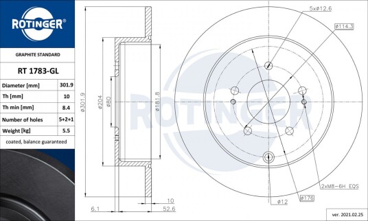 Bremseskive ROTINGER RT 1783-GL