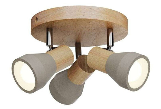 Lindby Spotlight Filiz av tre og betong, 3 lyskilder rund Lindby Spotlight Filiz av tre og betong, 3 lyskilder rund