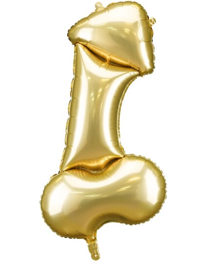 Gullfarget Stor Penis Folieballong 112 cm