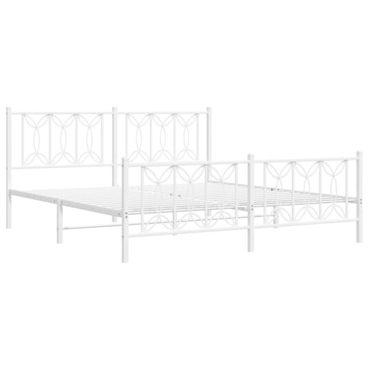 Sengeramme i metall med hode- og fotgavl hvit 180x200 cm 8721102644627