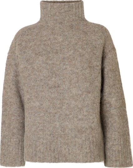 Selected FEMME Pullover slfGabriella LS Knit High Neck Grå XL Selected FEMME Pullover slfGabriella LS Knit High Neck Grå XL