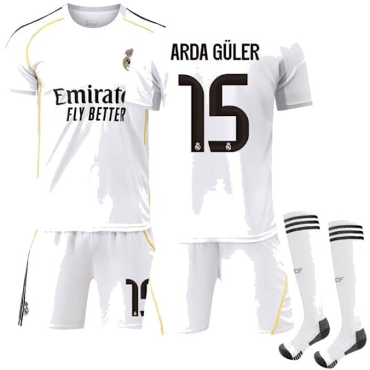 2025-2026 Real Madrid Hjemme Barn Voksen Fotballdrakt Nr.15 Arda Güler