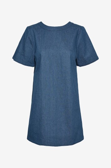 Pieces Kjole pcDove SS O neck Bow Short Dress Blå Pieces Kjole pcDove SS O neck Bow Short Dress Blå