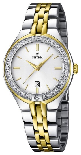 Festina Dameklokke F16868 1 Dress Hvit/Gulltonet stål Ø33 mm