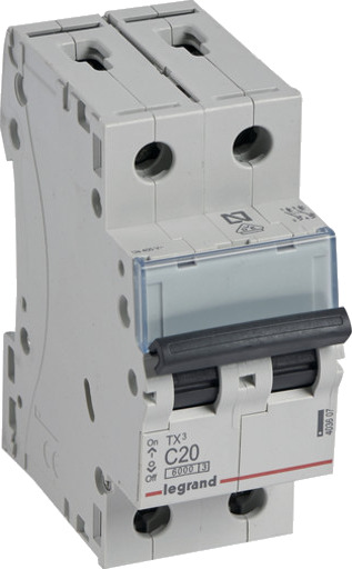 Legrand 5 stk TX³ MCB automatsikring C20 2P 2M 6/6kA