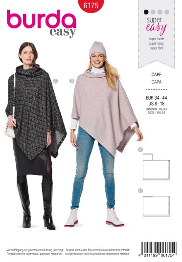 Burda 6175 - Cape EUR: 34-44, US: 8-18