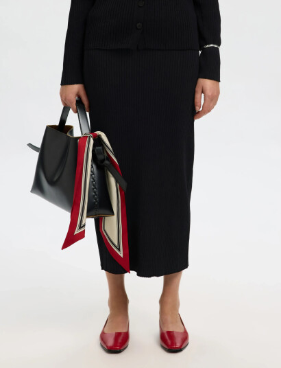 Selected Slfcarly Mw Knit Ankle Skirt Black M