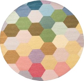 Grace rund pastell multi – håndvevd ullteppe Grace rund pastell multi – håndvevd ullteppe